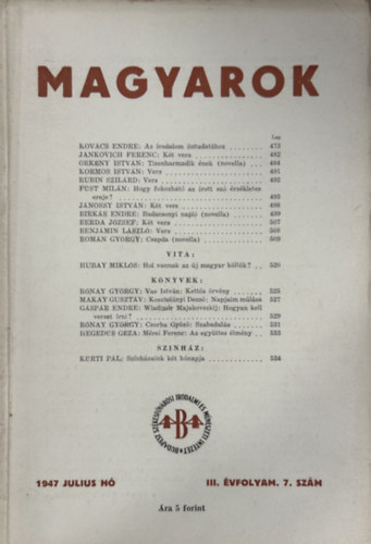 Magyarok - 1947 Július - III. évfolyam 7. szám