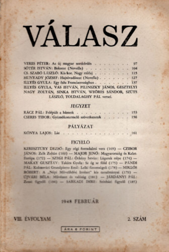 Illys Gyula - Vlasz VIII.vf.2.szm 1948.feb.