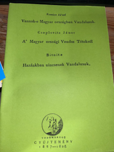 Bitnitz, Kossics Jsef Csaplovits Jnos - Tudomnyos Gyjtemny 1827 - 1828
