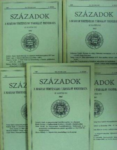 Századok - 121. évfolyam - 1987 -1-6. szám (5db, teljes évfolyam)