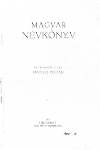 Lengyel Zoltn - Magyar Nvknyv