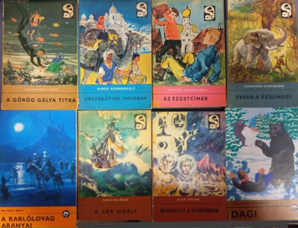 Aleksander Minkowski, Elek Istvn, Tone Seliskar, Kornyej Csukovszkij, Aime Sommerfelt, Szentivnyi Jen Balogh Bni - Delfin knyvek knyvcsomag (8 darab) A grg glya titka; Orszgton, Indiban; Az ezstcmer; bred a dzsungel - Vadszrk elbeszlsei; A kk sirly; Mernylet a vilgrben; Dagi; A rabllovag aranyai