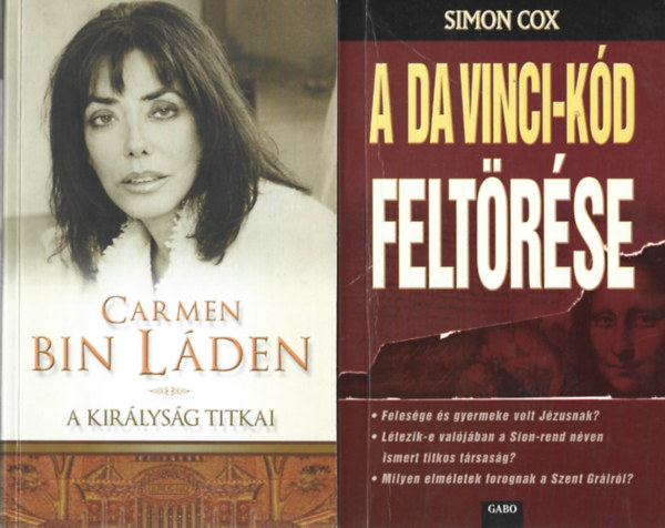 2 db könyv, Carmen Bin Láden: A királyság titkai, Simon Cox: A Da Vinci-kód feltörése