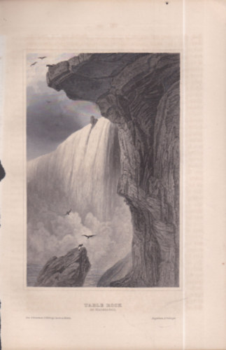 Table Rock am Niagara Falls ( New York, Egyeslt llamok) (16x23,5 cm mret eredeti aclmetszet, 1856-bl)