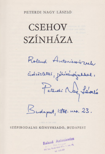 Peterdi Nagy Lszl - Csehov sznhza (Dediklt)
