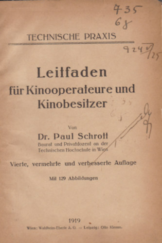 Dr. Paul Schrott - Leitfaden für Kinooperateure und Kinobesitzer