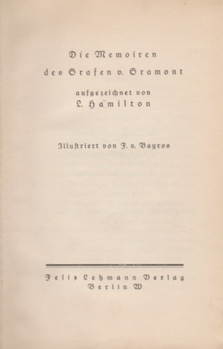 L. Hamilton - Die Memoiren des Grafen v. Gramont