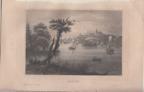 Albany, New York �llam, USA, �szak-Amerika (16x23,5 cm lapm�ret� eredeti ac�lmetszet, 1856-b�l)