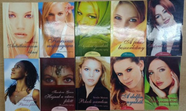Több szerző - 10 db romatnikus kötet a Florence sorozatból: Ártatlanságom bűnei - Korzika napsugara - Afrikai éjszakák - A fehér boszorkány - Hajnal a város fölött - Angyalok Párizs felett - Szívek tavasza - Pokoli szerelem - Örök visszatérés - A