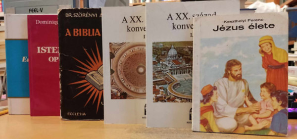 Fernand Lelotte S. J., Dr. Sz�r�nyi Andor, Dominique Le Tourneau, Horv�th Rich�rd Keszthelyi Ferenc - 6 db vall�s, kereszt�nys�g: J�zus �lete; A XX. sz�zad konvertit�i I-II.; A Biblia vil�ga; Isten m�ve (Opus Dei); Embert�l Istenig