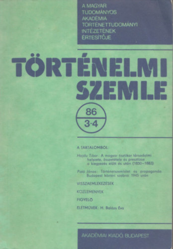T�rt�nelmi Szemle 1986/3-4.