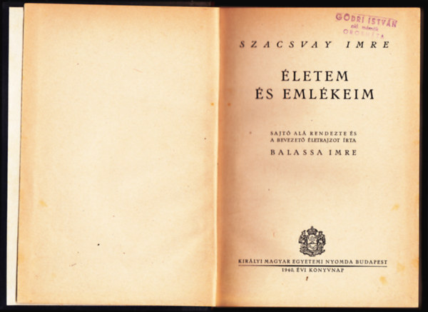 Szacsvay Imre - �letem �s eml�keim