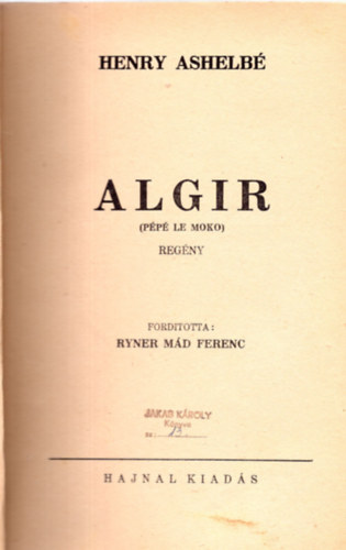 Henry Ashelb� - Alg�r