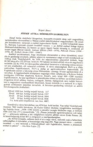 Szigeti J�nos - J�zsef Attila H�dmez�v�s�rhelyen- K�l�nlenyomat