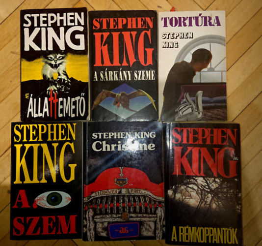6 db Stephen King klasszikus egytt: llattemet, Tortra, A Rmkoppintk, Christine, A srkny szeme, A szem