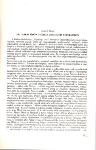 Szigeti J�nos - Dr. Makai �d�n M�ricz Zsigmond v�delm�ben - K�l�nlenyomat
