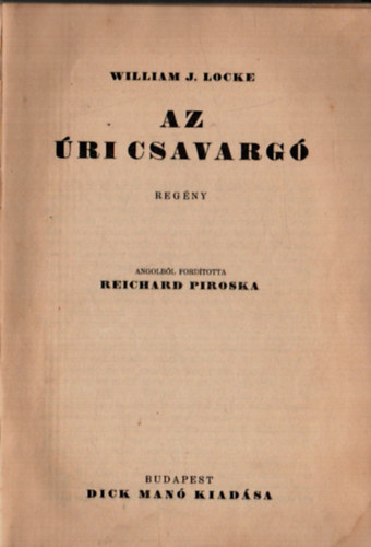 William J. Locke - Az ri csavarg