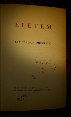 Krausz Simon - �letem - Krausz Simon eml�kiratai