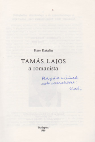 Kese Katalin - Tams Lajos a romanista