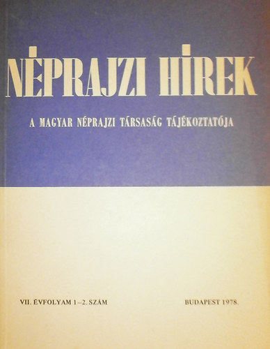 Nprajzi hrek (1978. VII. vfolyam 1-2. szm)