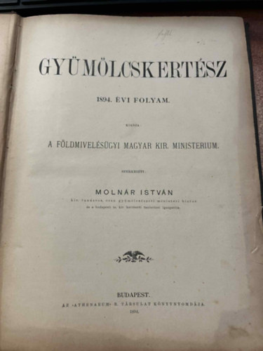 Molnár István - Gyümölcskertész 1893 és 1894. évi folyam Két kötetbe kötve
