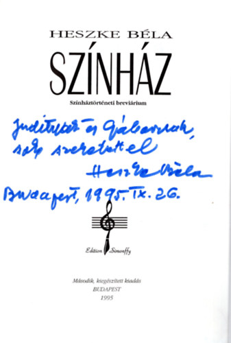 Heszke B�la - Sz�nh�z - Sz�nh�zt�rt�neti brevi�rium- dedik�lt