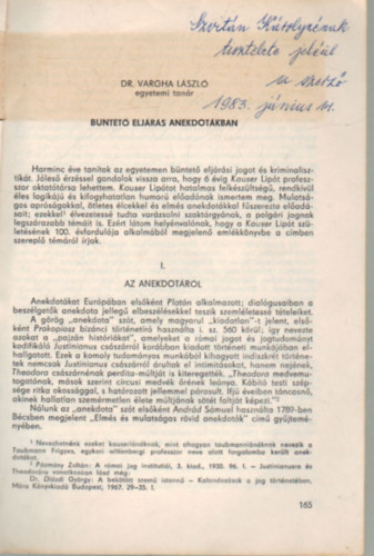 Dr. Vargha László - Kauser Lipót emlékkönyv- Különlenyomat