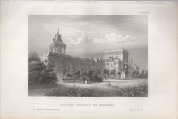 Schloss Willanow bei Warschau (Willanow kastly Vars kzelben, Lengyelorszg, Eurpa) (16x23,5 cm mret eredeti aclmetszet, 1856-bl)