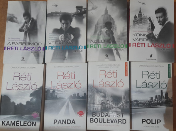 Rti Lszl - 8 db Rti Lszl ktet: Polip, Budapest Boulevard, Panda, Kamleon, Knnyek vrosa, Az elnk, Vrvonal,  A parfmr