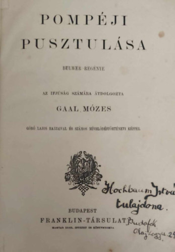 Bulwer - Pompji pusztulsa (Gal Mzes tdolgozsa)