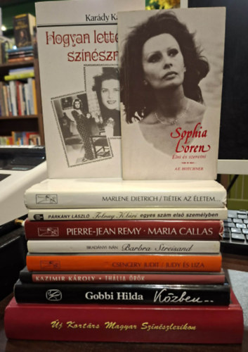 Gobbi Hilda, Kazimir Károly, Csengery Judit, Bradányi Iván, Pierre-Jean Remy, Párkány László, Marlene Dietrich, Karády Katalin, A.E. Hotchner - (10 db) Színészettel kapcsolatos KÖNYVMENTŐ AJÁNLAT: Közben, Thália örök, Judy és Liza, Barbara Streisand, Maria Callas, Tolnay Klári egyes szám első személyben, Tiétek az életem..., Hogyan lettem színésznő?, Sophia Loren (Élni é