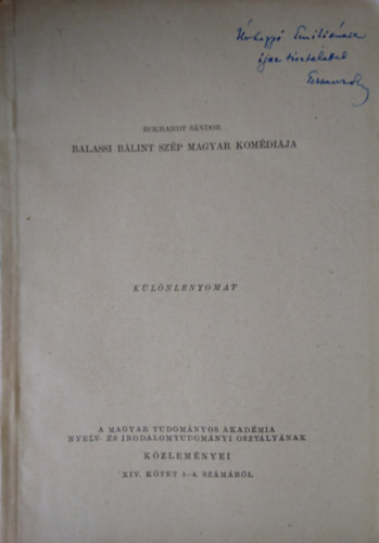 Eckhardt S�ndor - Balassi B�lint sz�p magyar kom�di�ja