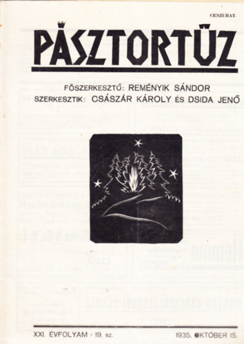 Reményik Sándor (főszerk.) - Pásztortűz XXI. évf. 19. szám (1935. október 15.)