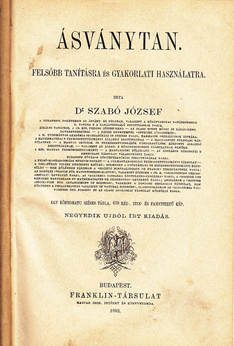Dr. Szab Jzsef - svnytan  felsbb tantsra s gyakorlati hasznlatra