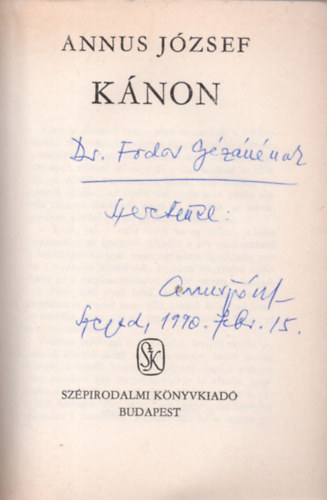 Annus Jzsef - Knon (dediklt)