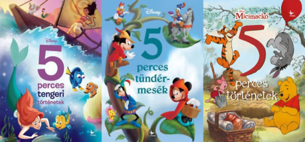 3 db mesek�nyv a Disney 5 perces t�rt�netek sorozatb�l: Disney - Micimack�: 5 perces t�rt�netek + Disney - 5 perces t�nd�rmes�k + Disney - 5 perces tengeri t�rt�netek