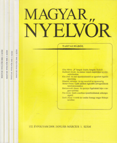 Keszler Borbla - Magyar Nyelvr (2008. teljes vfolyam, 4 ktetben, lapszmonknt)