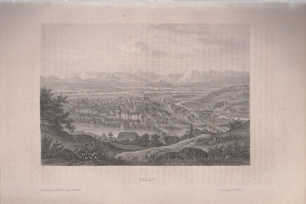 Cilli (Középkori megye volt a mai Szlovénia területén, Európa) (16x23,5 cm méretű eredeti acélmetszet, 1856-ból)