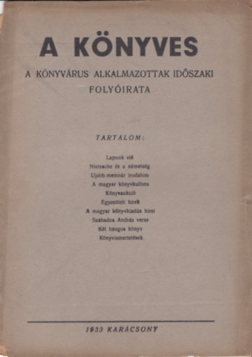 A knyves A knyvrus alkalmazottak idszaki folyirata 1933. Karcsony