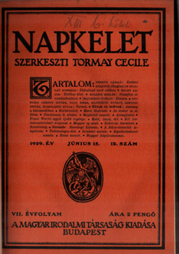 Tormay Cecile  (szerk.) - Napkelet 1929 janur-jnius 15. (1. flv.)