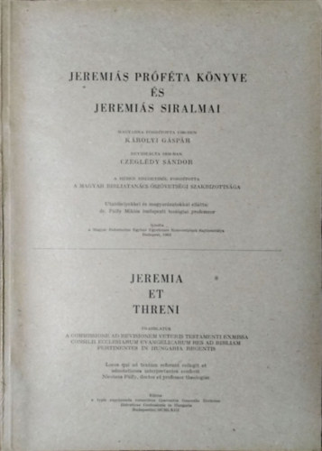 Jeremis prfta knyve s Jeremis siralmai