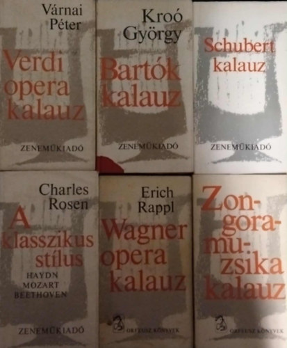 SZERKESZTETTE Gádor Ágnes - Kroó György - Várnai Péter - Denis Matthew - Erich Rappl - Charles Rosen - 6 db zenei könyv : Schubert kalauz - Bartók kalauz - Verdi opera kalauz - Zongoramuzsika kalauz - Wagner opera kalauz - A klasszikus stílus