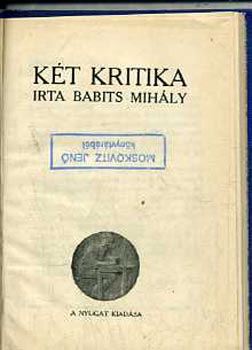 Babits Mihly - Kt kritika