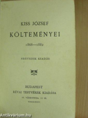 Kiss Jzsef - Kiss Jzsef kltemnyei 1868-1882