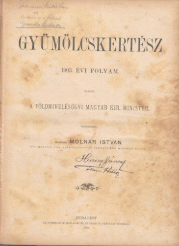 Molnár István - Gyümölcskertész 1903. évi folyam