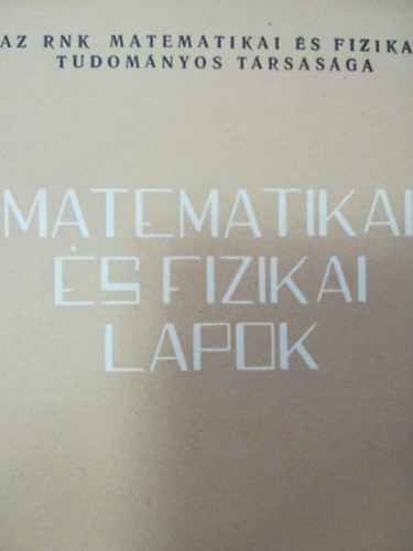 Matematikai s fizikai lapok 4. 1960 prilis