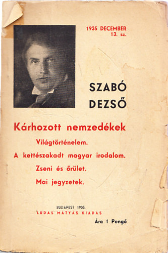 Szab Dezs - Krhozott nemzedkek (Vilgtrtnelem - A kettszakadt magyar irodalom - Zseni s rlet - Mai jegyzetek)- Ludas Mtys fzetek 13.