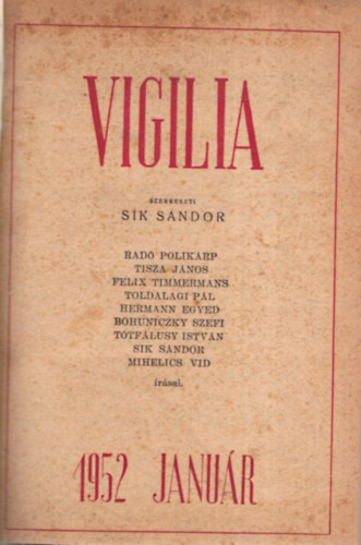 Sk Sndor  (szerk.) - Vigilia 1952. vf. (november hinyzik!)