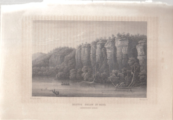 Bluffs below St. Paul - Mississippi river (Amerika) (16x23,5 cm lapmret eredeti aclmetszet, 1856-bl)