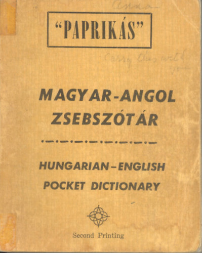 Edward Weiss - "Papriks" Magyar-Angol zsebsztr